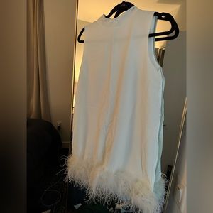 White Feathered A-Line Dress